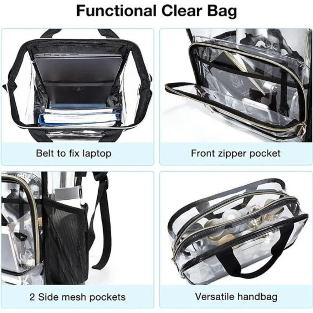 Clear Backpack Heavy Duty Transparent Backpack Set See Through Bookbags Durable